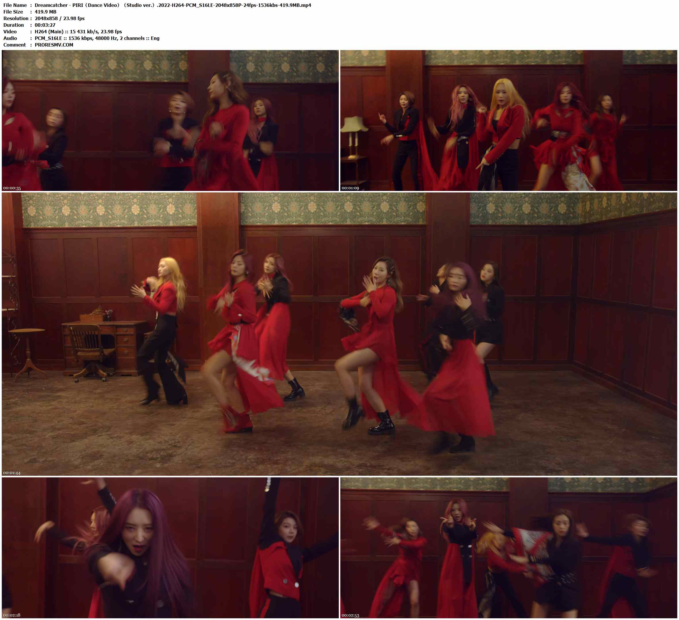 Dreamcatcher - PIRI（Dance Video）（Studio ver.）.2022-H264-PCM_S16LE-2048x858P-24fps-1536kbs-419.9MB官方MV_高清MV